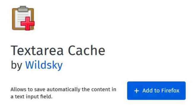 Never lose text input in Firefox again with Textarea Cache